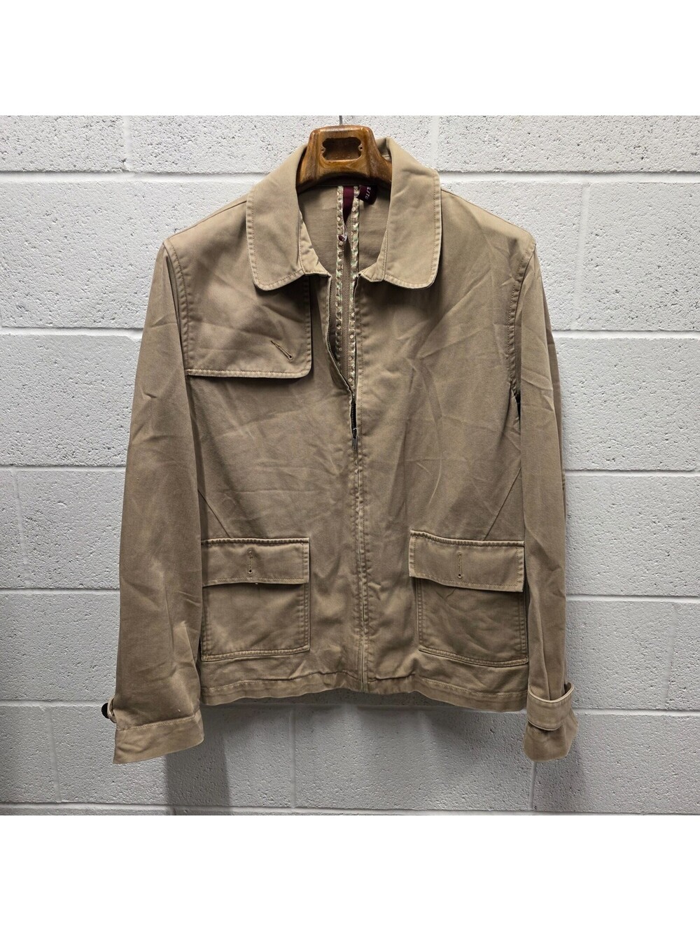 Stock Japan Brown Lightweight Canvas Work Jacket XL Beige Cotton 23x31